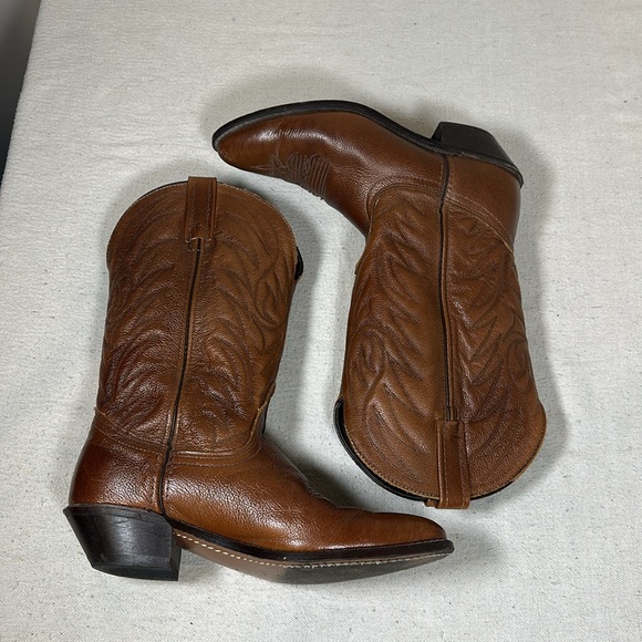Brown Genuine Leather Almond Toe Brown Western Boots, Women’s Size 7.5 - Picture 9 of 13
